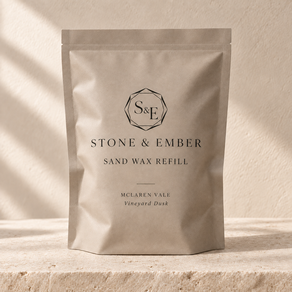 McLaren Vale sealed sand wax refill bag concept